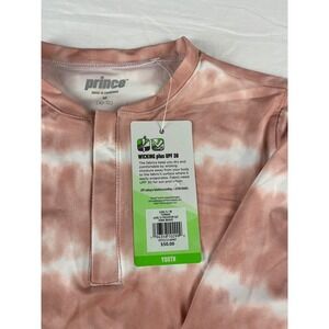 Prince Girls Tennis Top Long Sleeve Pink White Tie Dye UPF 30 Youth‎ M